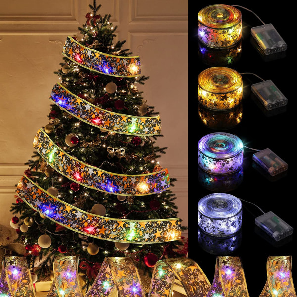 4 Pcs 16ft Christmas Ribbon Lights Battery Operated Fairy 50 LED