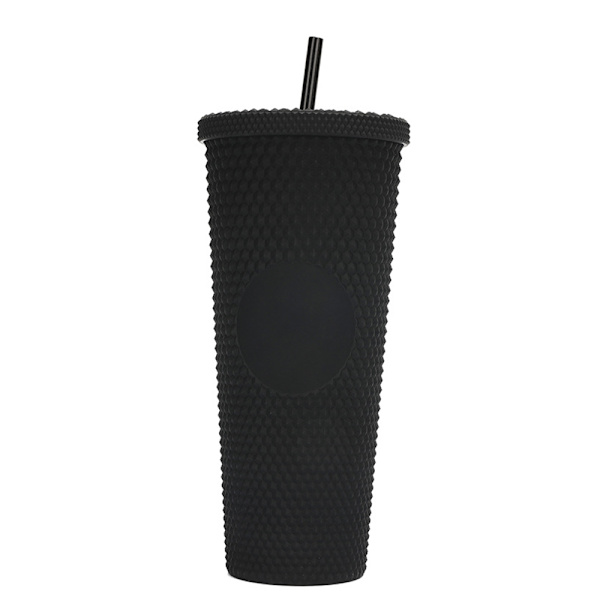 710ml Plastmugg med lock och sugrör, återanvändbar iskaffekopp Smoothiekopp