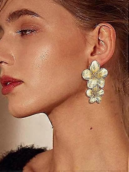 Guld Blomsterøreringe Guld Dingleøreringe Til Kvinder Romantiske Boho Blomster Statement Øreringe Til Bryllupsfest Smykker