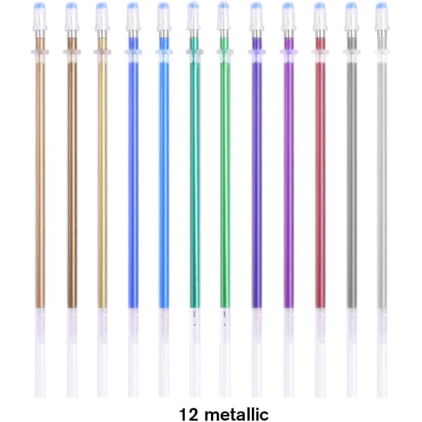Gel Pen Refills Sæt 48 Farver - Glitter Metallic Pastel Neon