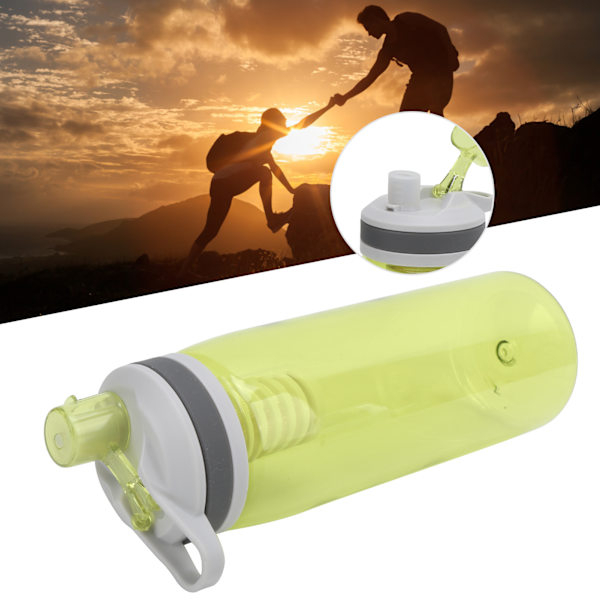 770 ml bärbar filtrerad vattenflaska utomhus vattenrenare för camping vandring nödsituation gul