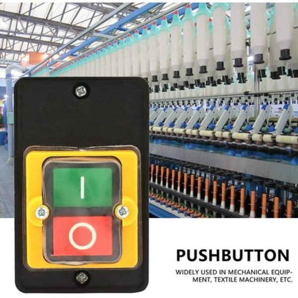 Knappströmbrytare Motor Start Stop Switch AC220V/380V 10A Vattentät På/Av-knapp Två knappar med dammlåda