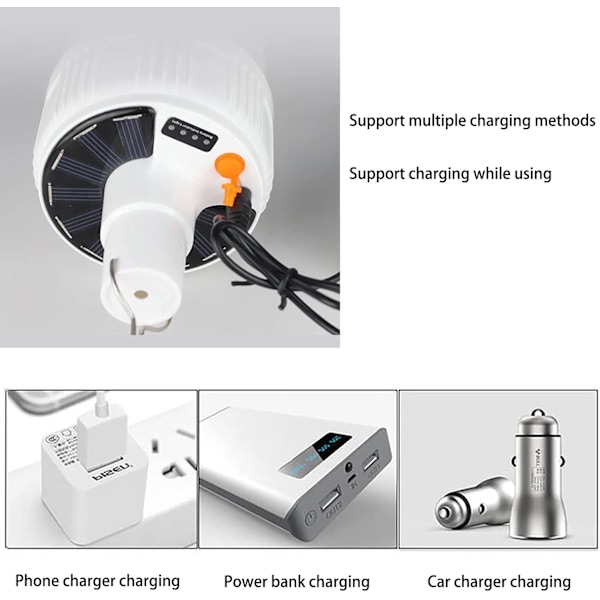 Solcellsladdad multifunktionell LED-nödlampa med USB-laddning