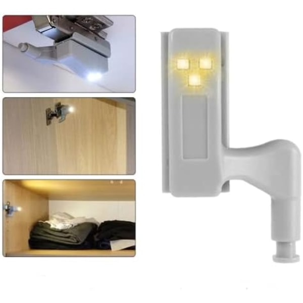 10 stk Skaplys Hengsel LED Sensorlys Nattlampe Garderobe Skap Garderobe Nattlys (Varm Hvit)