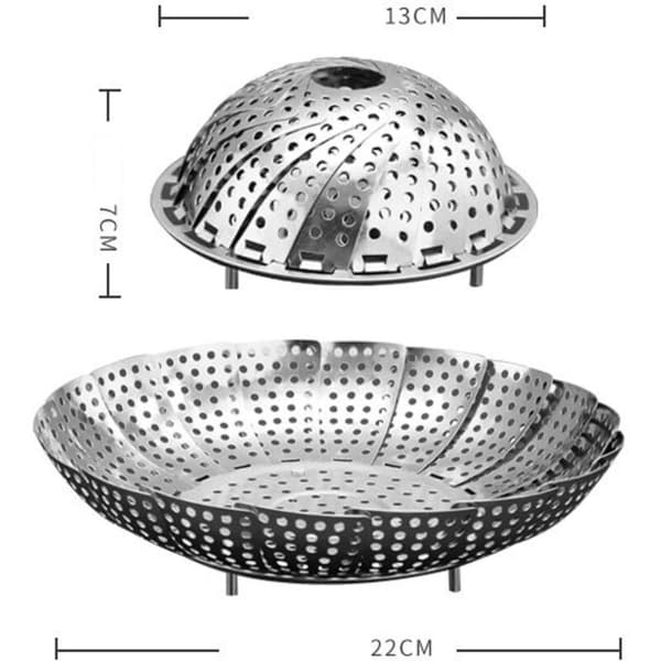Dampkurv i rustfrit stål, 9\" dampkoger i rustfrit stål til trykkoger, dampkurv, tusindfrydblomst dampkoger, foldbar