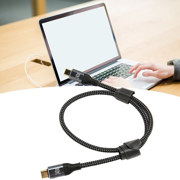 USB C till USB C Kabel 0.5m Hane till Hane PD240W PD3.1 E Mark Chip Nylon Typ C Laddningskabel för Laptop Telefon Tablet
