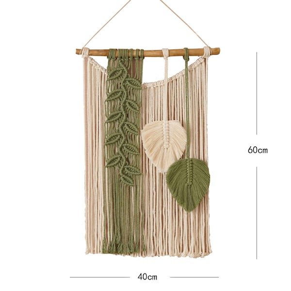 Lehdet Makramee Seinävaate Boho Koristeellinen Chic Lehti Gobelini Käsinkudottu Gobelini Boheemi Seinävaate Olohuoneen Hääkoristeluun (Keltainen)