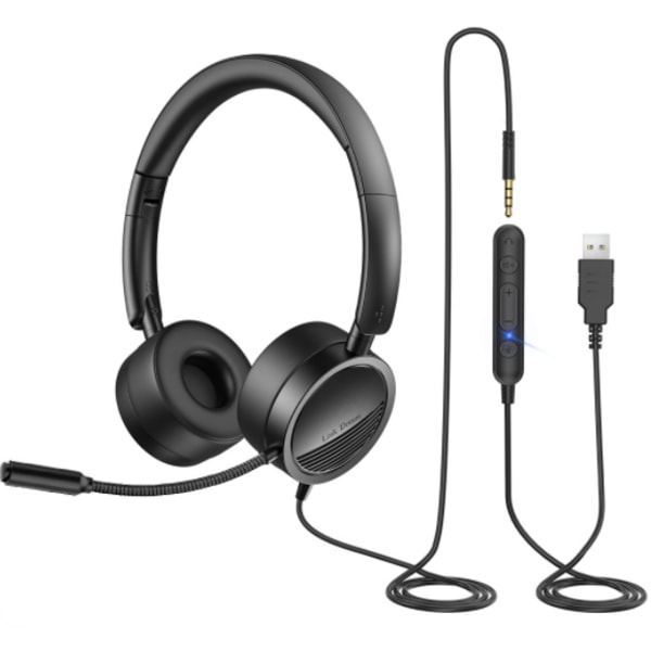 USB-headset for datamaskiner med innebygde samtaleknappar for kontor