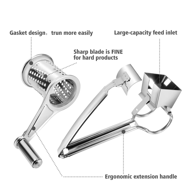 Multifunktionel roterende ostehøvl til parmesan, cheddar,