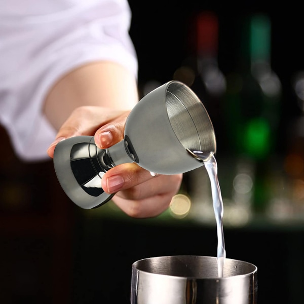 Cocktail-dobbelt-jigger i rustfrit stål til bartending - Barværktøj til måling af cocktailshots 2 oz/1 oz