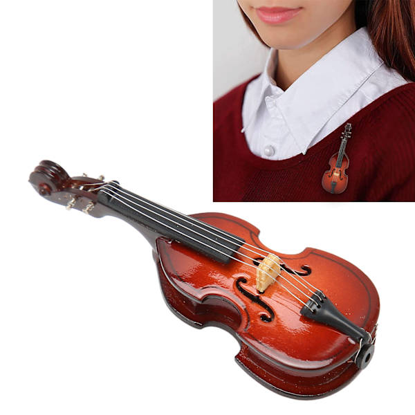 Harpiks Miniature Kontrabasformet Reversnål Elegant Mini Musikinstrument Brosche til Musikelskere