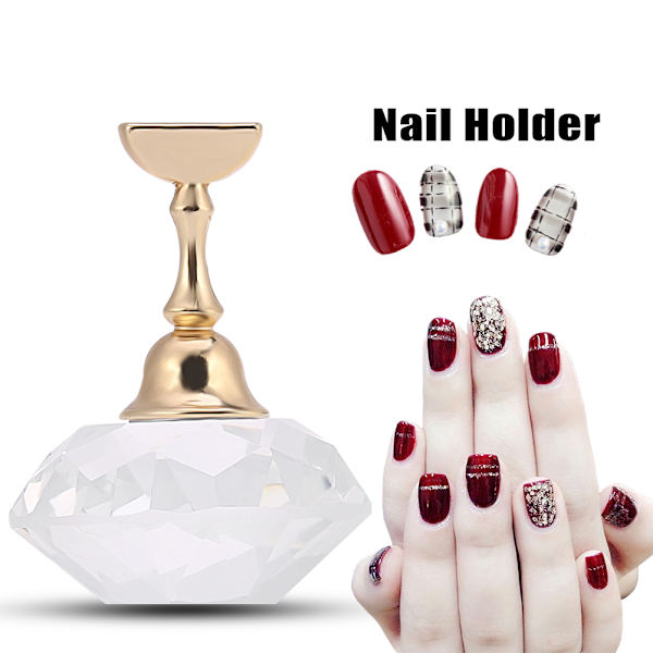 Magnetisk nagelspetsövningsställ baslegeringhållare nagelkonstdisplayställ vit diamantkristall