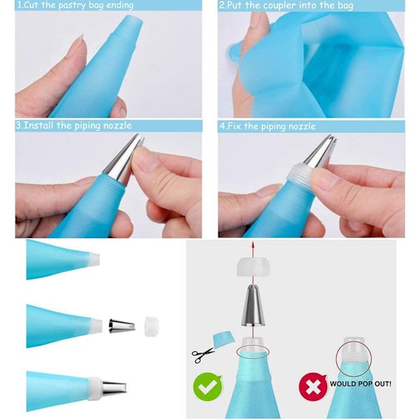 Pipingpose og spidser kagedekoration forsyninger kit bagning