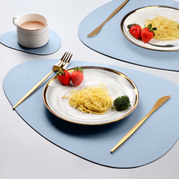 Faux läder placemats och underlägg set om 2, runda läder för