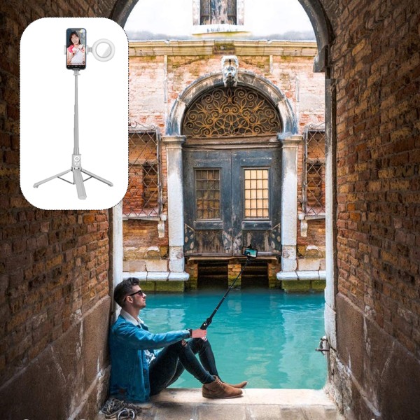 Utvidbar Selfie Stick med Tik Tok oppladbar trådløs