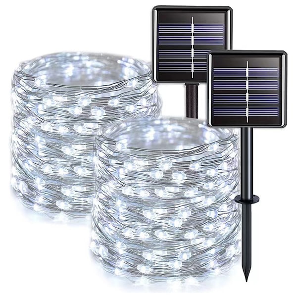 Julelys med solcelle 22M 200LEDs Solcellelyskjede Utendørs Juletrærlys 8 Moduser Vanntett Dekorasjonslampe