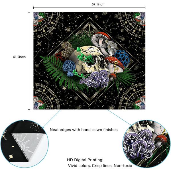 Skull Tapestry Färgglad svamptapet Constellation Tapestry 51.2 in x 59.1 in