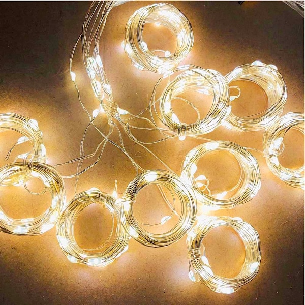 LED 3 meter 300 gardinlys 8 modes USB fjernbetjening kobbertråd stjernelys (varmhvid)