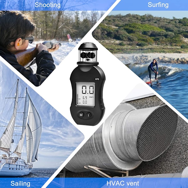 Digitalt anemometer, Yf-876 anemometer for måling av vindhastighet/temperatur, vindretningsindikator, for utendørsaktiviteter WWLAI TRADING SARL