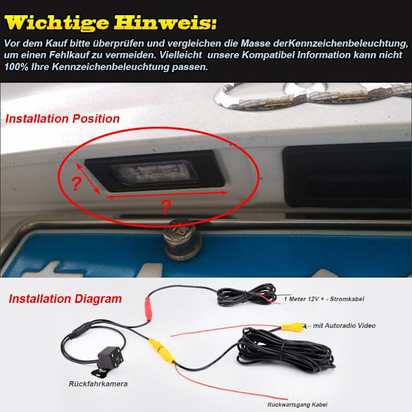 Farve nattesyn bil lastbil bakkamera til New Beetle VW Polo V 6R PASSAT CC Golf VI MK4 MK5 GOLF 6 MK6 EOS LUPO longziming