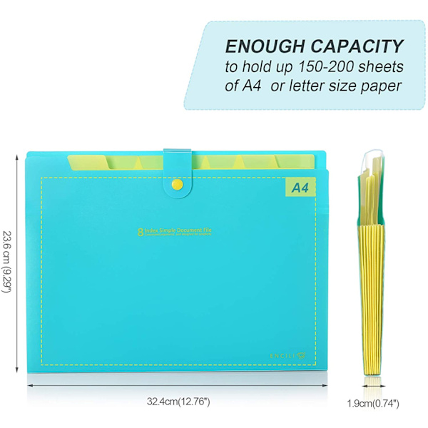 Accordian File Organizer, Udvidbare mapper med lommer,