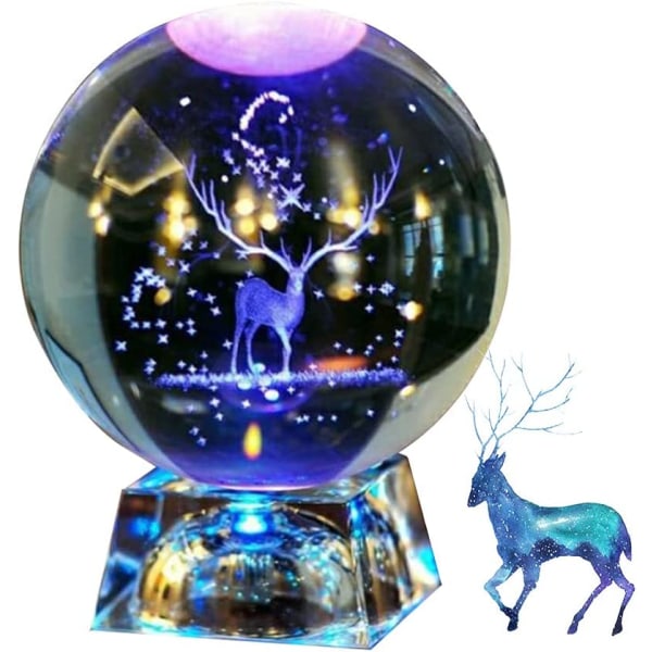 Boule de Cristal avec Support Lampe 3D en Forme Boule de Décorat