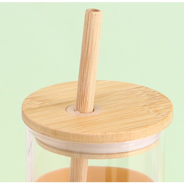 Återanvändbara dricksglas, miljövänligt bambulock, skyddande silikonhylsa, resevänlig, glastumlare, läckagesäker design, BPA-fri för