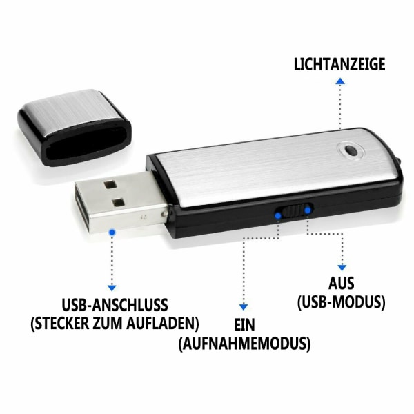 Digitaalinen äänen tallennin USB-liitännällä kokouksiin ja luentoihin - 16 Gt muistitikku