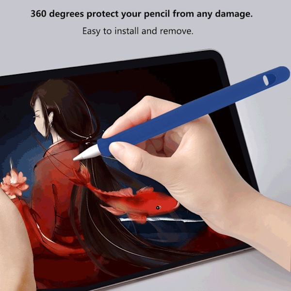 Mjukt silikon Stylus Pen Ärm Tablet Touch Pen Anti-halk Fallskydd för iOS Pencil (Kungsblå)