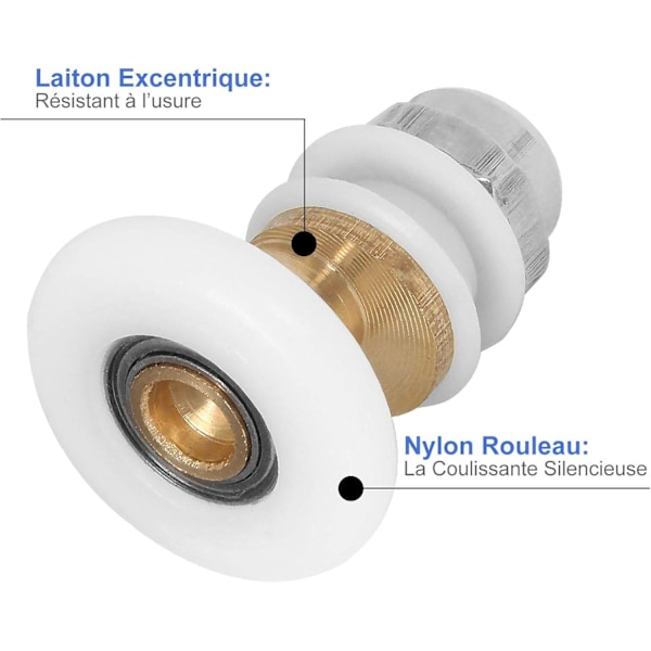 12 st 25 mm duschdörr rullhjul, excentrisk remskiva för skjutbara duschdörrar för utbyte av skjutbara duschglasdörrlöpare, rullar,