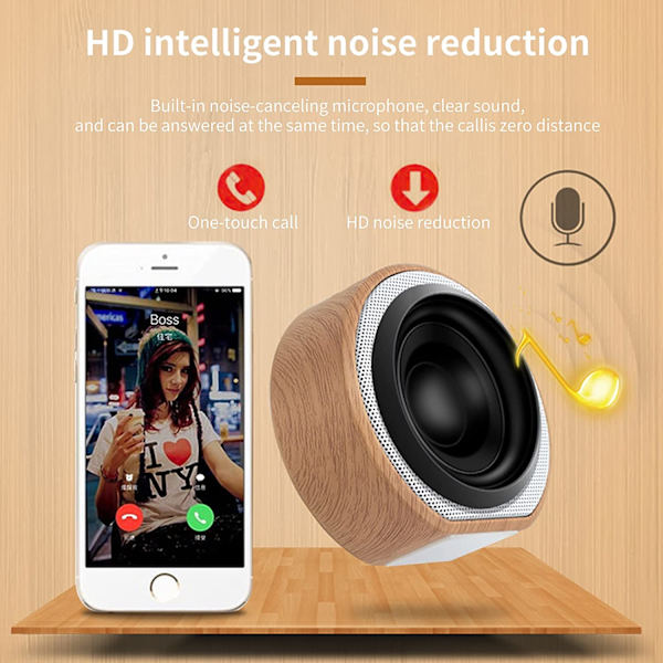 Bärbar Bluetooth högtalare, Retro Wood Grain trådlös högtalare, Black