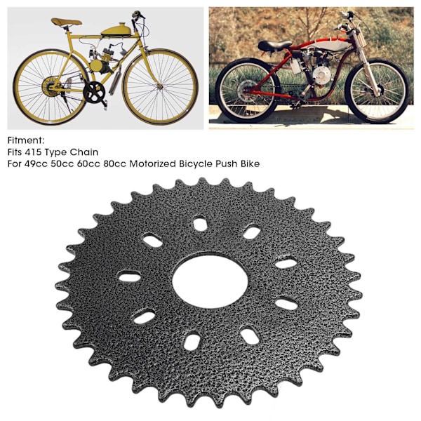 415 Kjede Bakre Tannhjul 9 Hull 36T Passer for 49cc 50cc 60cc 80cc Motorisert Sykkel Push Bike