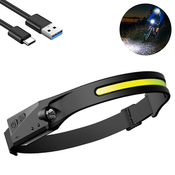 1 stk LED lysstang hodelykt oppladbar camping hodelykt med