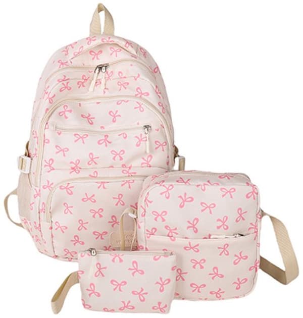 School Bag - Backpack - Bag - Girls' Backpack - School Backpack - 3-piece Cute Bow Backpack Set