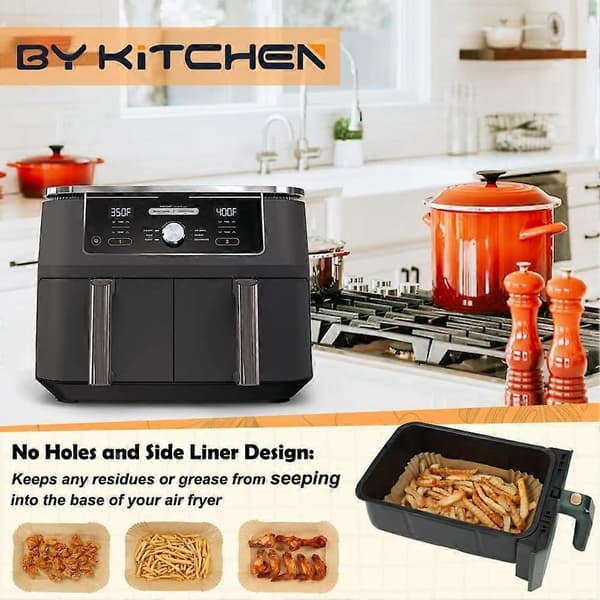 Engångspappersfoder för fritös för Ninja Dual Airfryer, 100 st rektangulära bakplåtspapper för fritös för Ninja