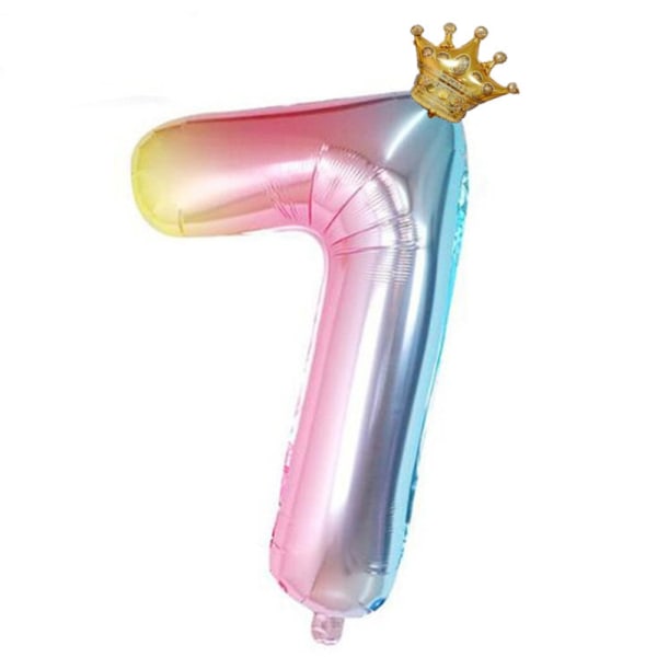 Aluminum Foil 32 Inch Crown Number Balloons Gradient Color Birth