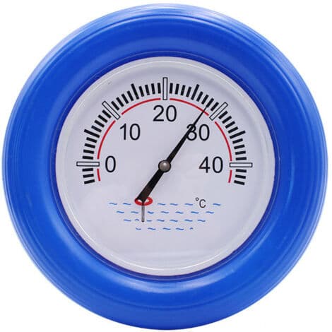 Memkey – Pooltermometer med blå flydering – Plasthus – Rustfri stålsonde – Stor urskive 26,5 cm
