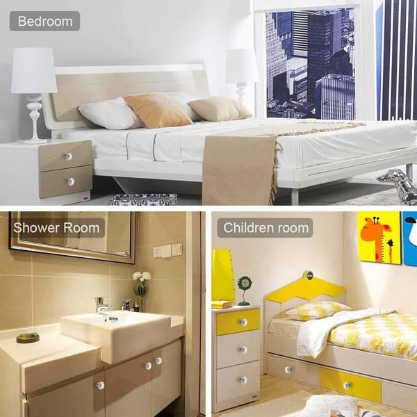 6 Crystal Handles, 30mm Diamond Crystal Drawer Pull, Kitchen Glass Door Handle, Storage Wardrobes and Dressing Tables for Home Kitchen