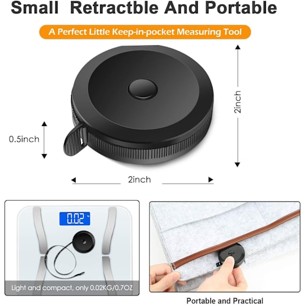 Myk tapemål Retractable Måling for Kropp Stoff Sying
