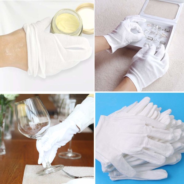 10 Paar weiße Baumwoll-Handschuhe – für Kosmetika und