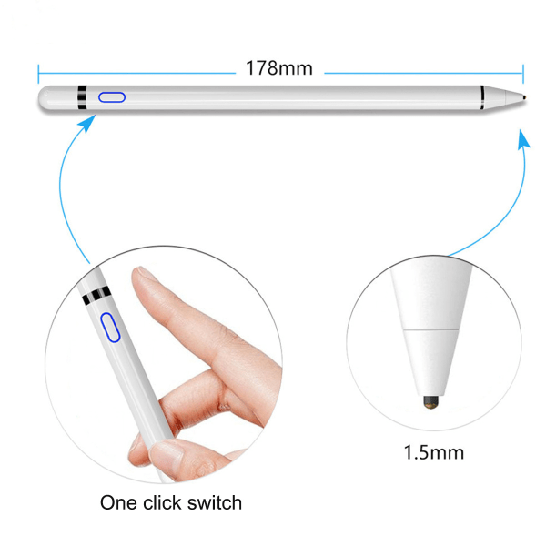 Universal kapacitiv tynd stylus pen til touchscreens