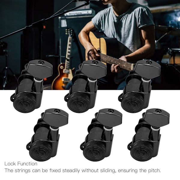 Låsbare Gitar Stemmeskruer, Forseglede Stemmeskruer, Maskinhoder, Musikktilbehør XFNHBK (6 stk. Venstre Stemmeskruer)