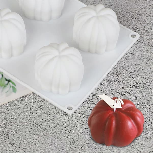 Græskar silikoneforme til bagning af kage, 3D græskar bageforme dessertforme Thanksgiving græskar silikoneform 6 hulrum