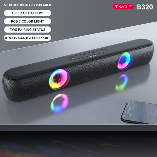 BT320 Langaton Bluetooth RGB-valaistus Pöytäkaiutin