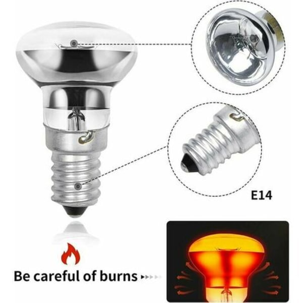 R39 E14 30W Lava Lamp Glödlampor, Liten Edison Skruv SES Reflektor Lava Lamp Glödlampor, Varmvit 2800K R39 Dimbar (2-pack) Zhuoxuan