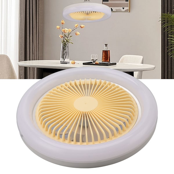 10,2 tommers 30W E27 LED Takvifte med Lys Fjernkontroll 3 Nivåer Vindhastighet 3 Farger Stille Innkapslet Takvifte 85‑265V Gul