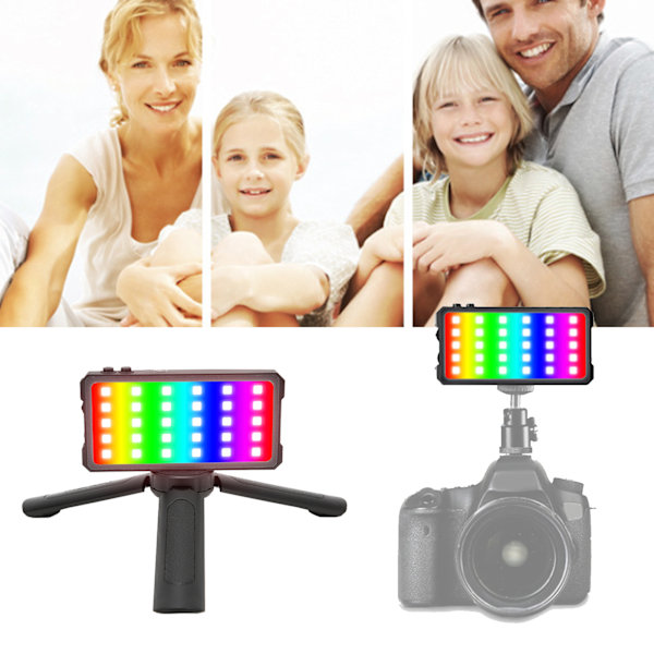 Manbily kamerafyllningsljus MFL‑02 Full Color RGB Video LED-ljus 3000K‑6500K med stativ för videofoton