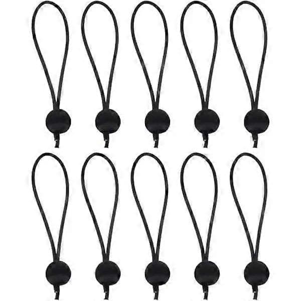 10-pak - Presenningsholder / Elastiksnor med kugle Sort