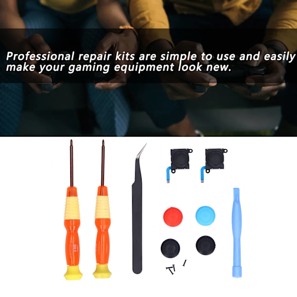 Joystick Ersättningsverktyg Konsol Reparationskit med 3D Analog Joystick Skruvmejslar Pincett för NSwitch Kontroller (Svart)