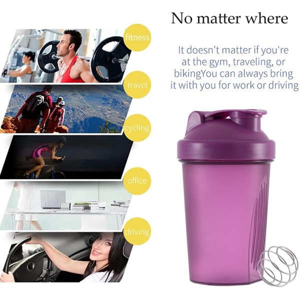 Classic Loop Top Shaker Flaska, Protein Shaker Cup med omrörning Purple